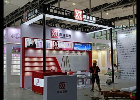 2025年9月廣州美博會犀瑞集團展臺搭建第二天現場效果